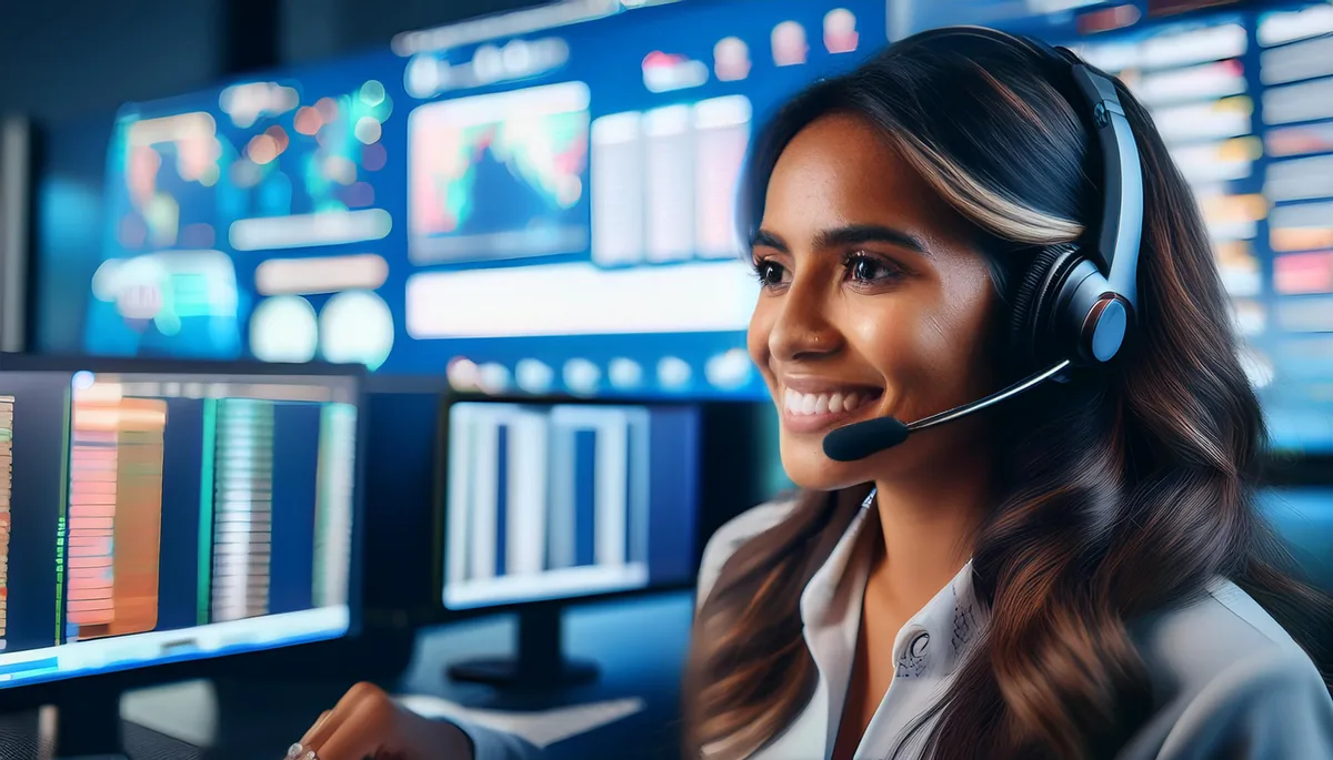 Support team member answering cricket ID queries on headset