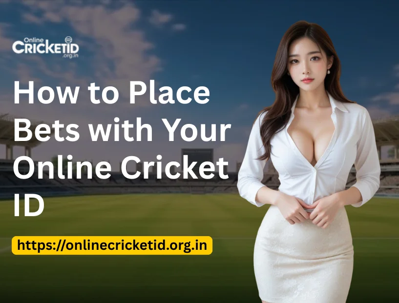 Player placing a bet with chips and cricket match on screen